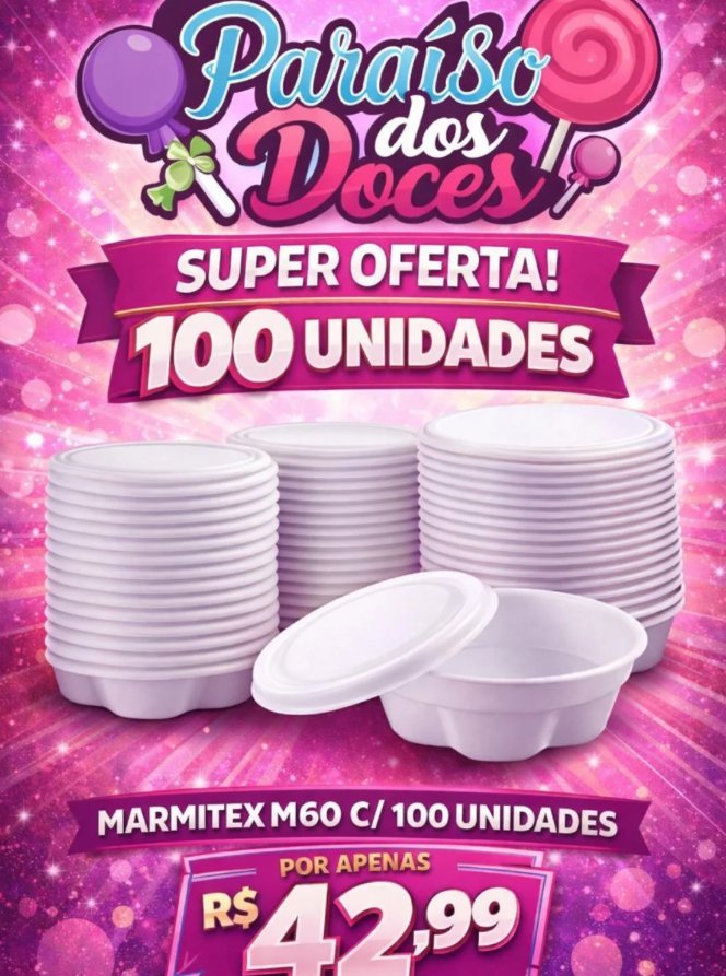 Marmitex M60 com 100 unidades por R$ 42,99